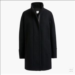 J.Crew Wool City coat all black pockets zip up EUC